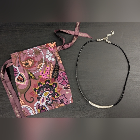 Brighton Jewelry - Brighton Black Leather and Silver Necklace And Dust Bag